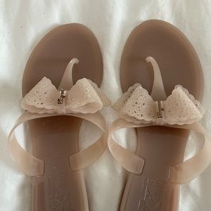 Salvatore Ferragamo lace bow jelly thong sandals